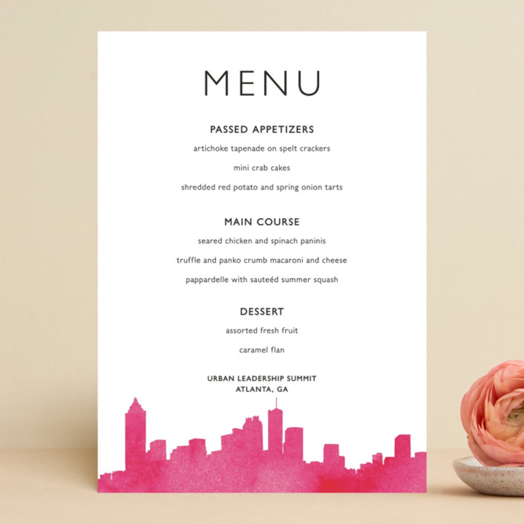 "Skyline Atlanta" - Menus in Magenta by Laura Condouris - Front