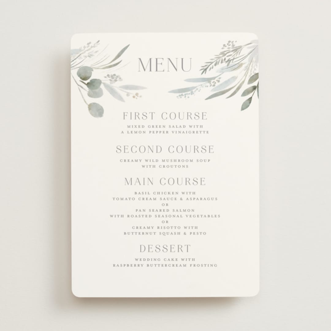 "Amorino" - Menus in Sage by Petra Kern - Front