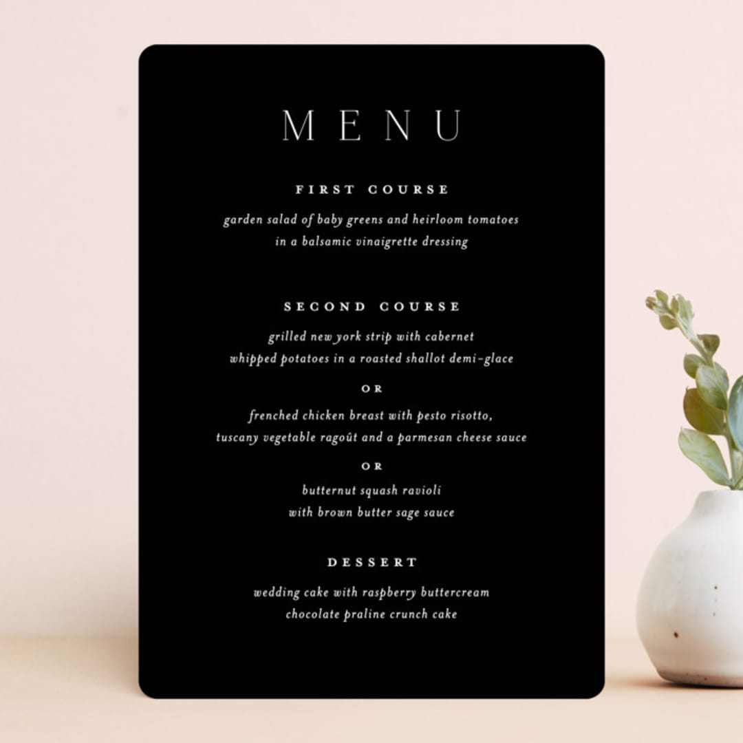 "Sienna" - Menus in Sugar by Jessica Williams - Front