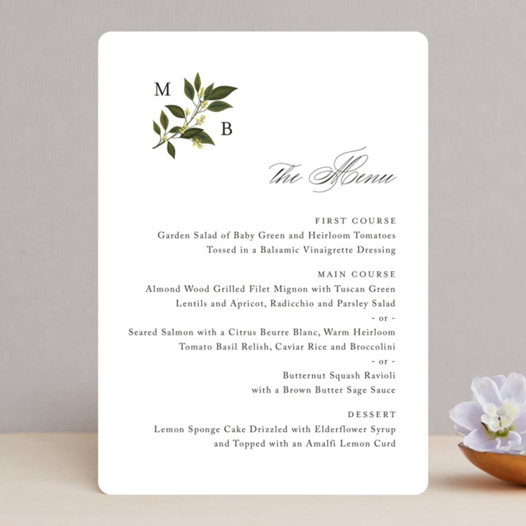 "Conservatory" - Menus in Honeysuckle by Jennifer Postorino - Front