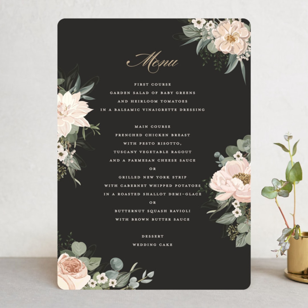 "Lovely Vine" - Menus in Blush by Susan Moyal - Front