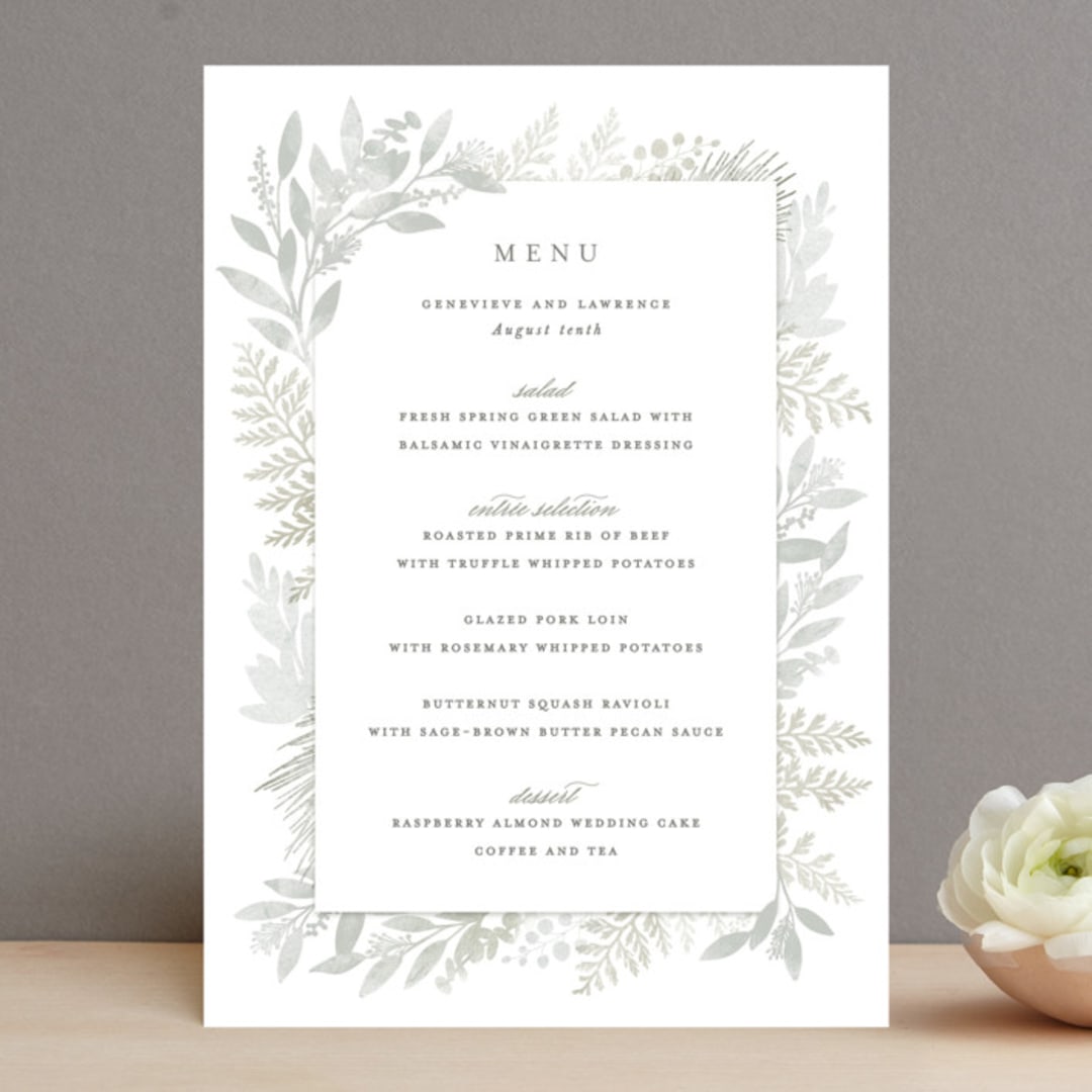 "Dear Greenery" - Menus in Eucalyptos by Hooray Creative - Front