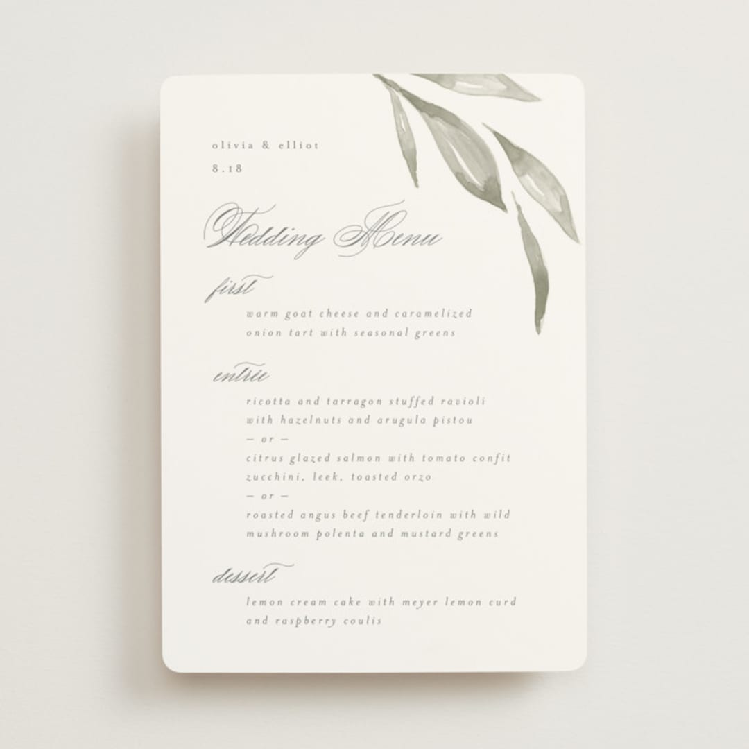"Whispered Leaves" - Menus in Leaf by Kristie Kern - Front