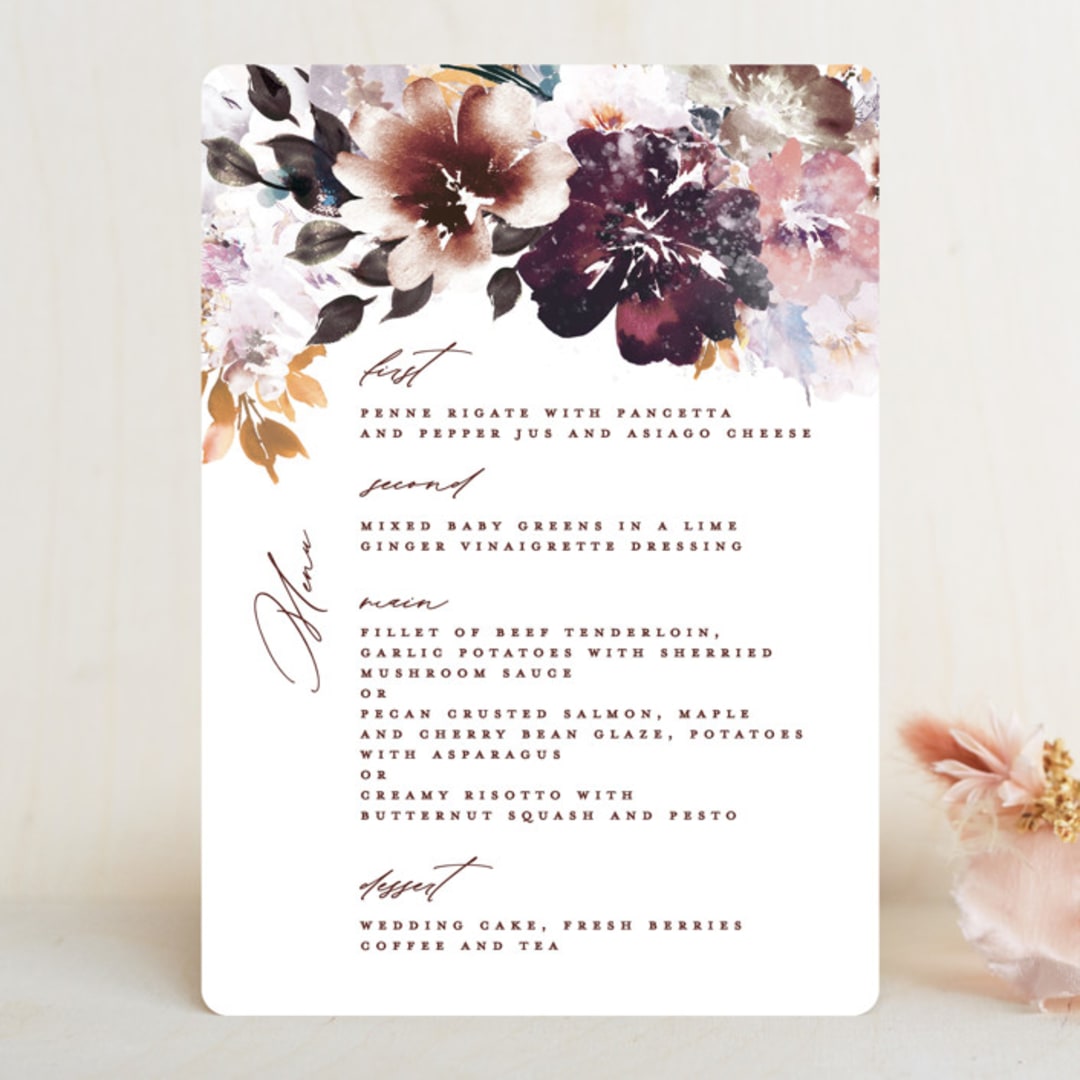 "Lush Bouquet" - Menus in Autumn by Phrosné Barwood - Front