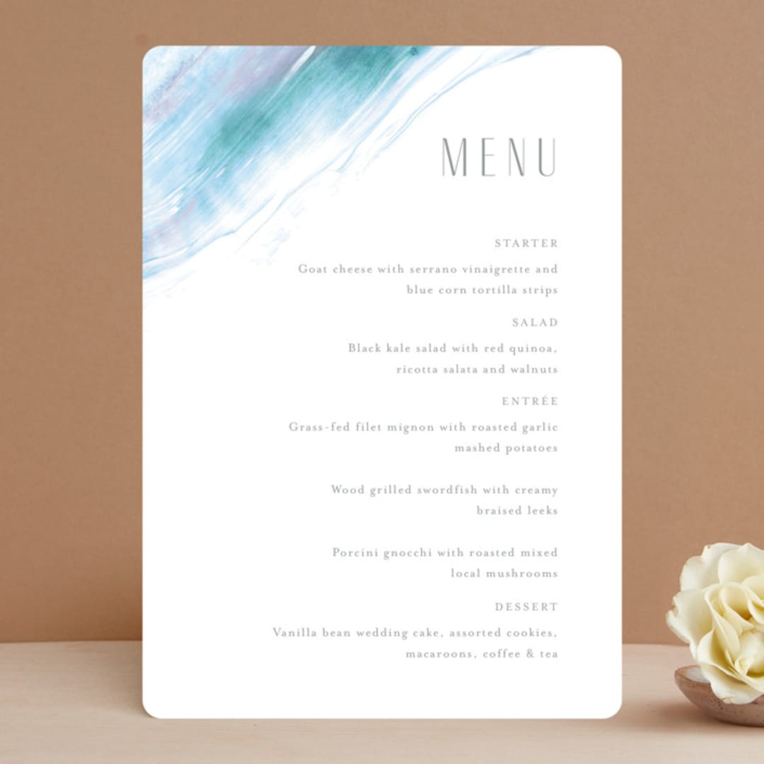 "apogean tide" - Menus in Lagoon by Jennifer Wick - Front