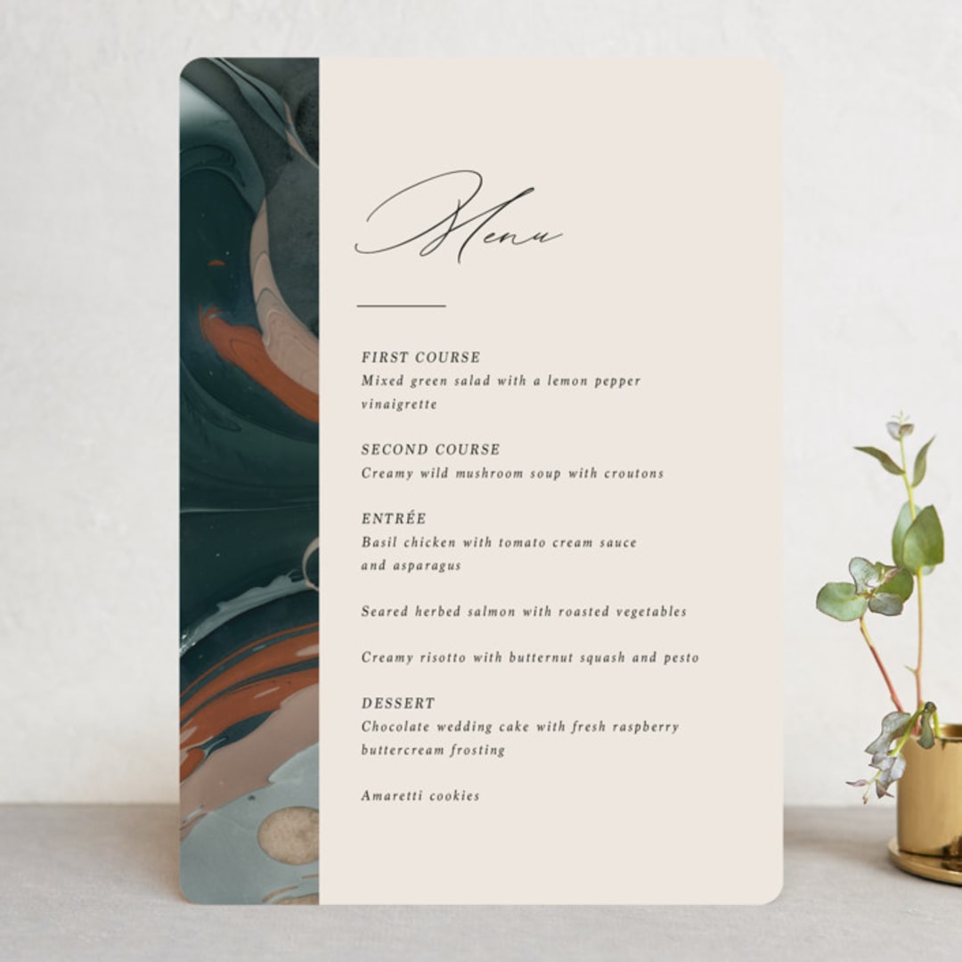 "Love Story" - Menus in Turquoise by Kate Ahn - Front