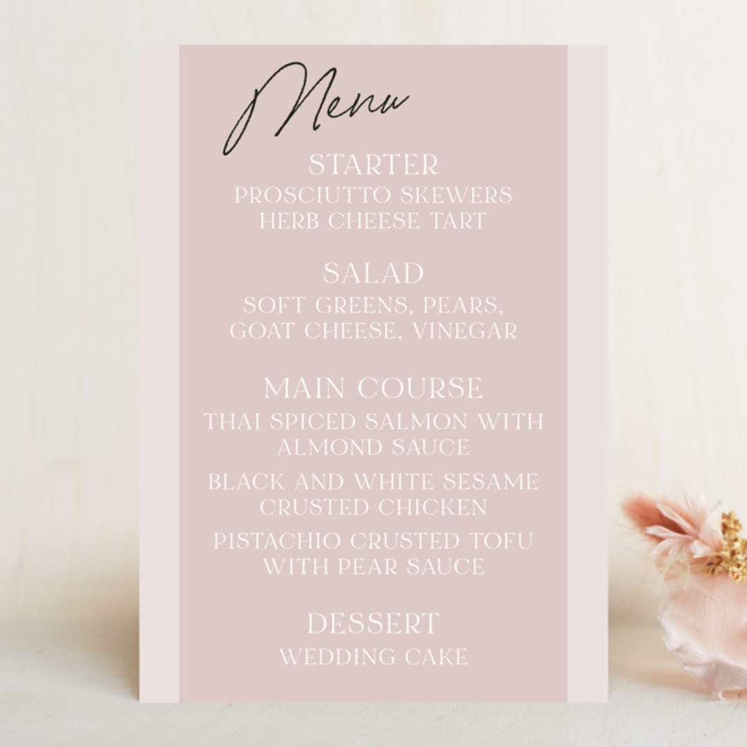 "Marry You" - Menus in Blush by Design Lotus - Front