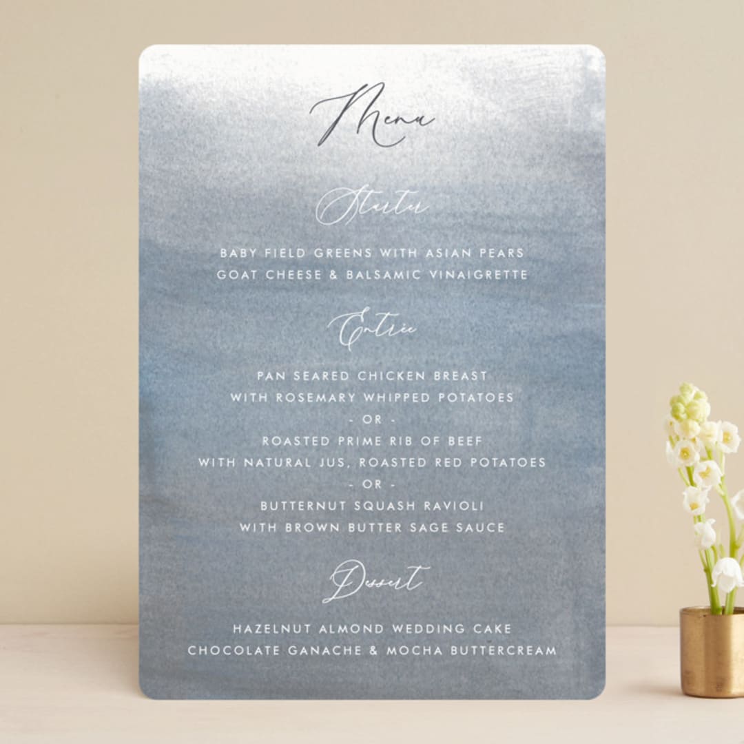 "Romantic Watercolor" - Menus in Mist by Sparkvites - Front