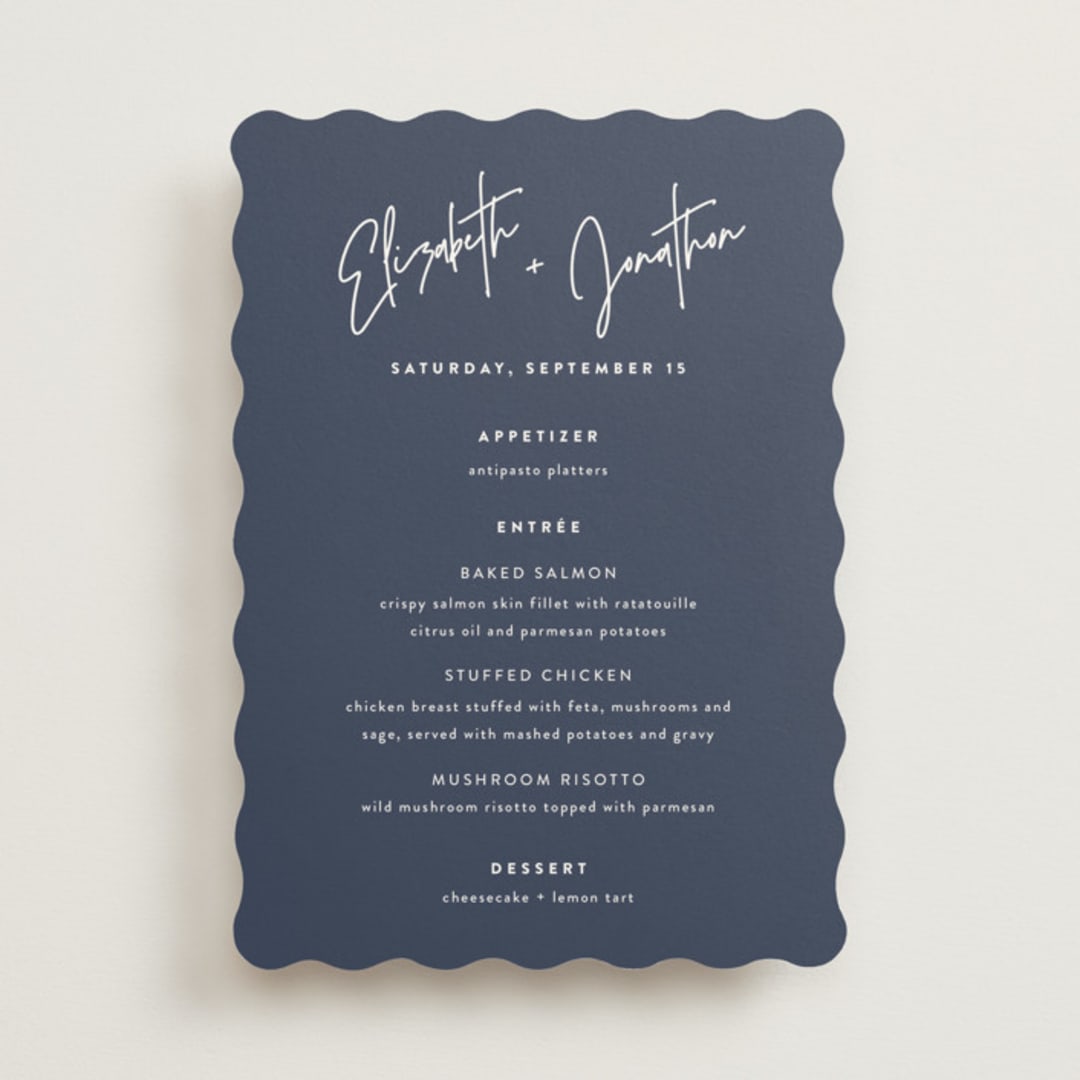 "Marked" - Menus in Navy by JoAnn Jinks - Front