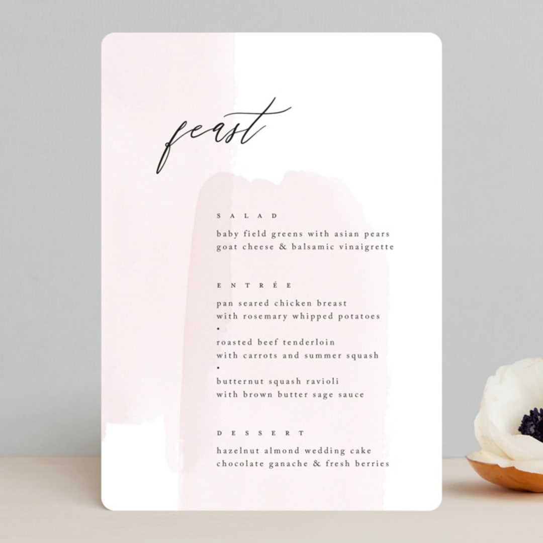 "Painterly" - Menus in Blush by Kelly Schmidt - Front