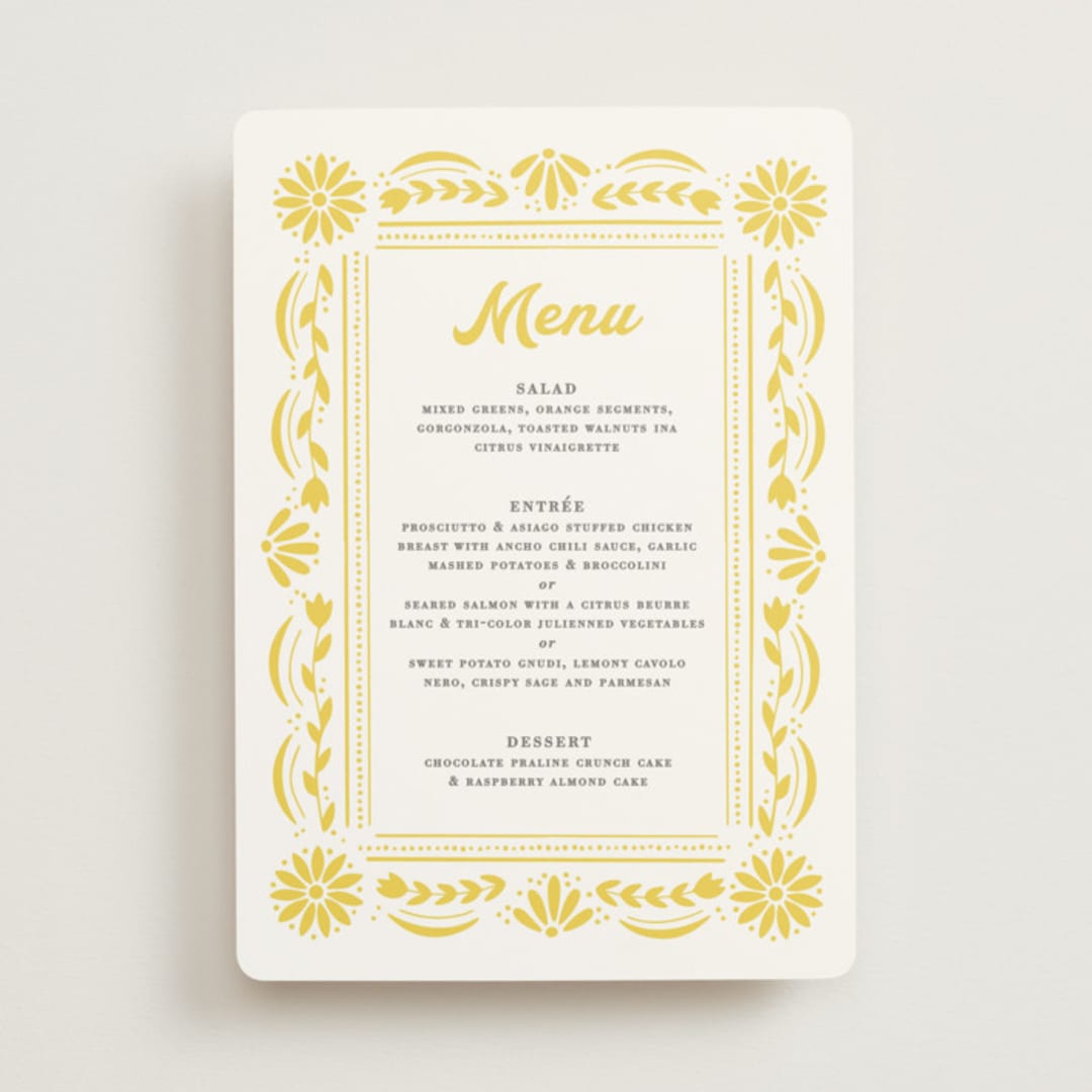 "Pretty Picado" - Menus in Sunshine by Jessie Steury - Front