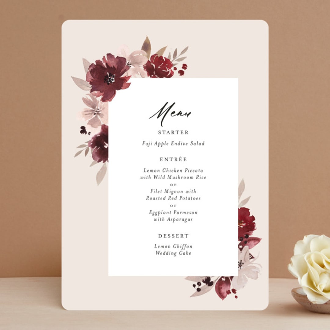 "Emyn" - Menus in Burgundy by Itsy Belle Studio - Front