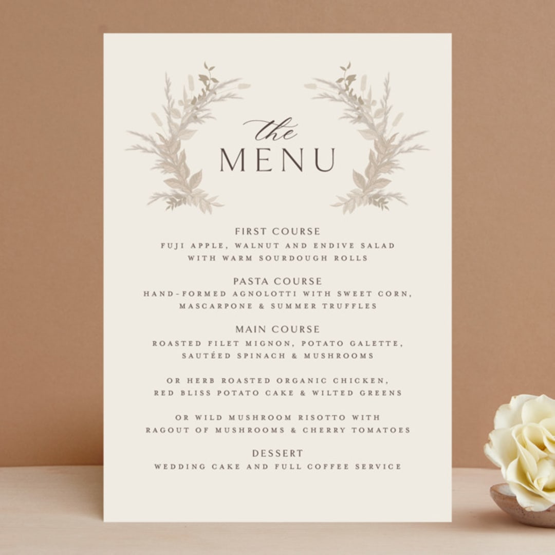 "Preserved Fall Botanicals" - Menus in Linen by Erin Deegan - Front