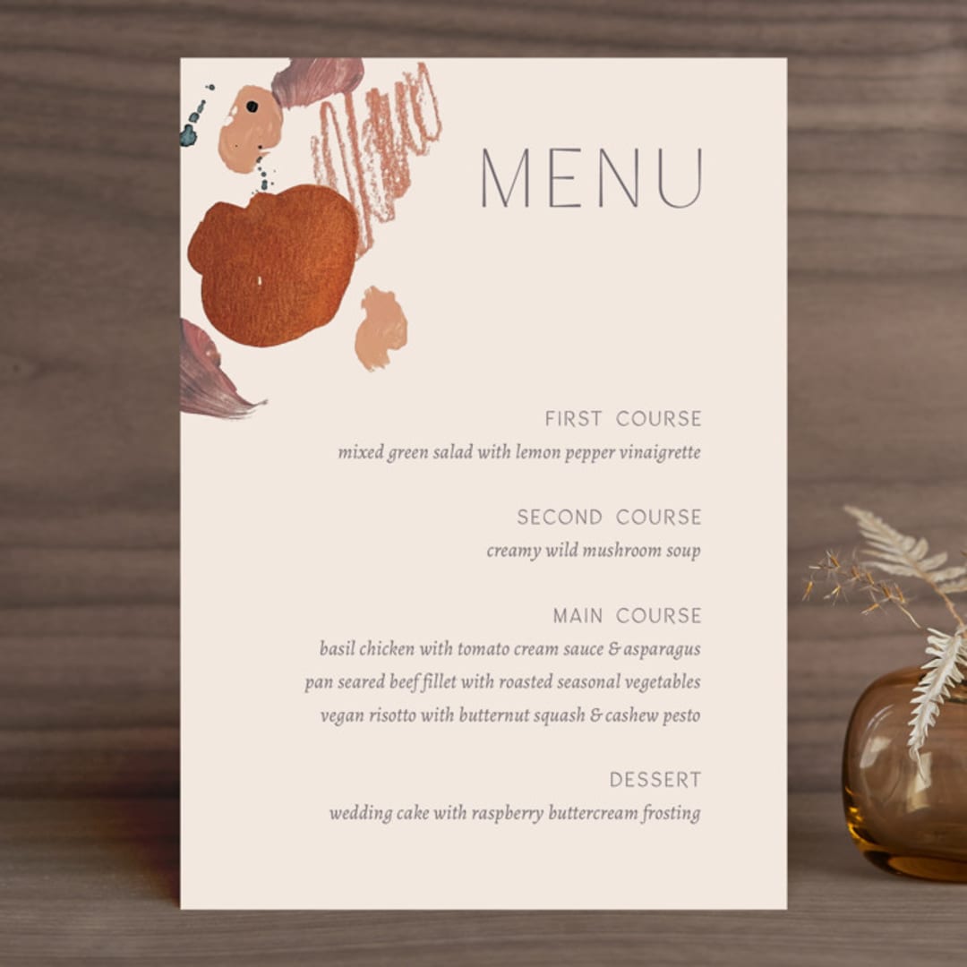 "Painted Sands" - Menus in Terracotta by Chelsea Petaja - Front