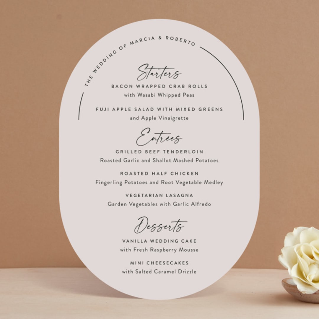 "Overjoyed" - Menus in Almond by Jill Means - Front