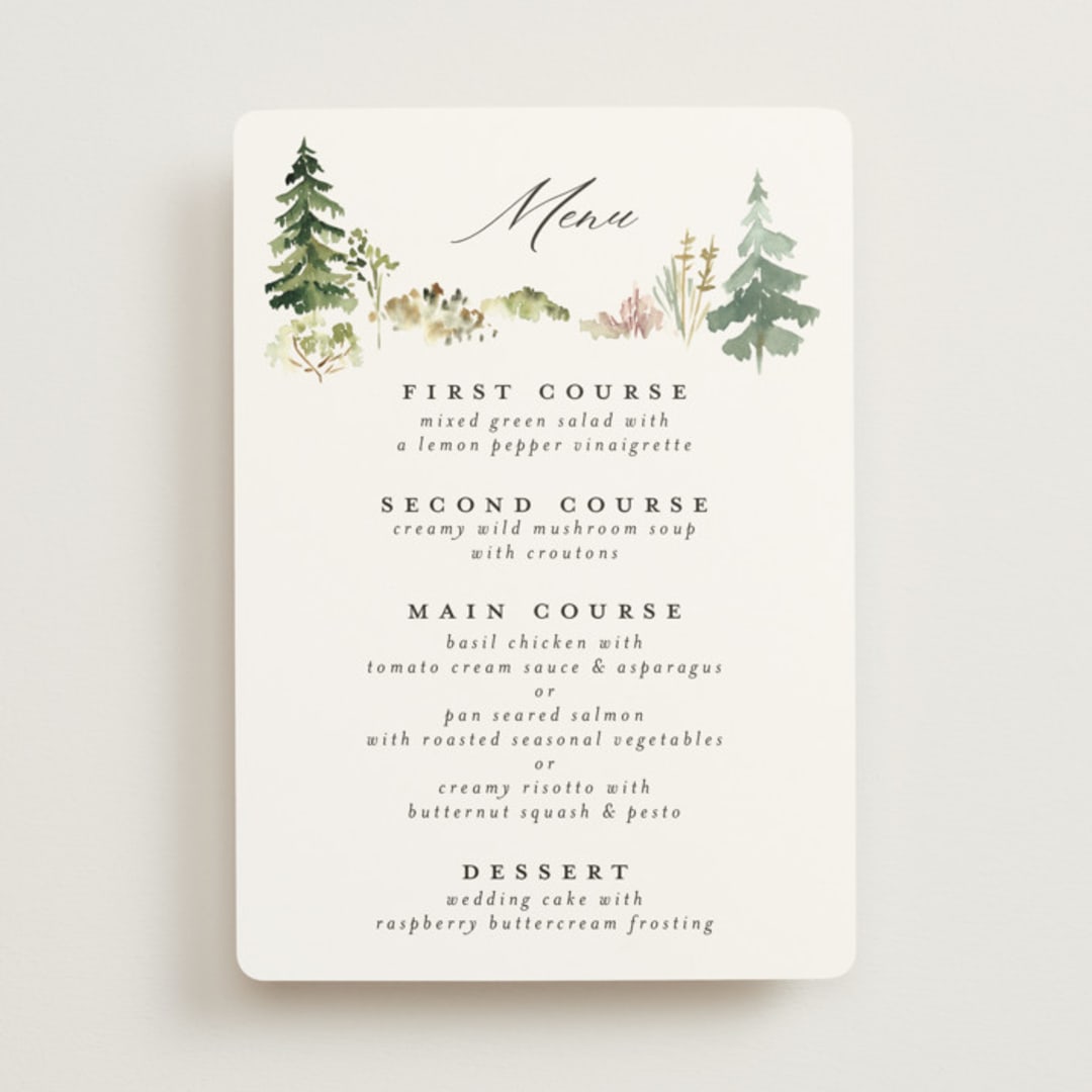 "Great Outdoors" - Menus in Forest by Petra Kern - Front