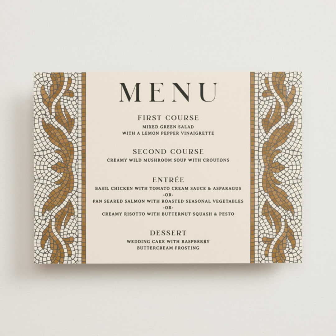 "Floral mosaic" - Menus in Sand by GeekInk Design - Front