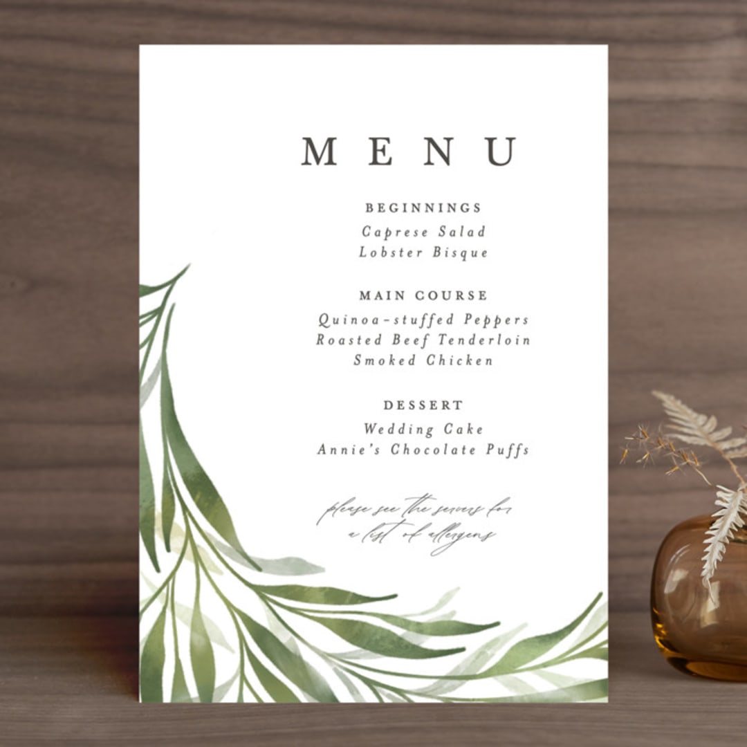 "Orchard" - Menus in Laurel Bough by Erin L. Wilson - Front