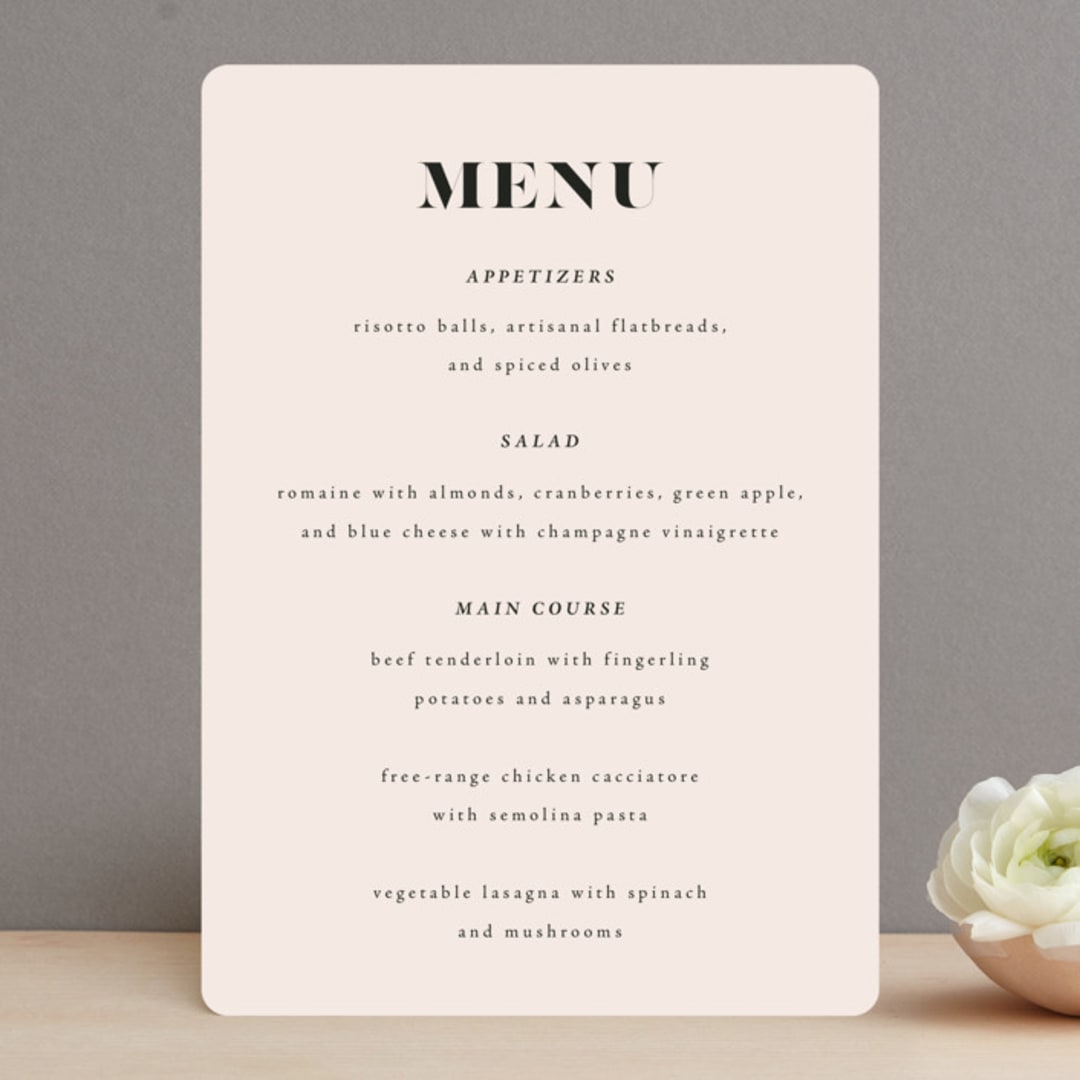 "Finally" - Menus in Ivory by Up Up Creative - Front