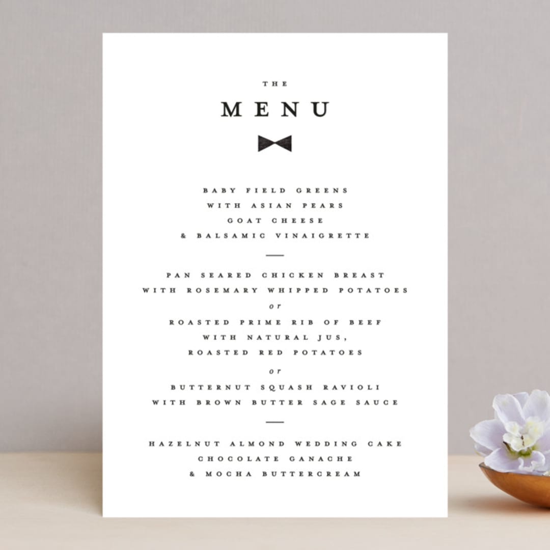 "Beau tied" - Menus in Tuxedo by Gwen Bedat - Front