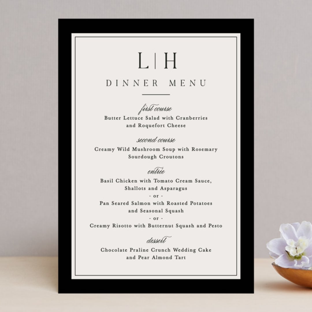 "Cambridge" - Menus in Tuxedo by Amy Kross - Front
