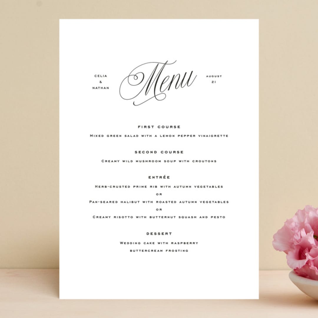 "Stacked Script" - Menus in Classic by Olivia Kanaley Inman - Front