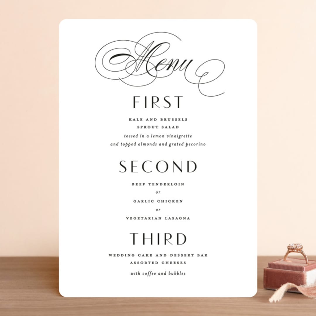"Plaza" - Menus in Onyx by Lauren Chism - Front