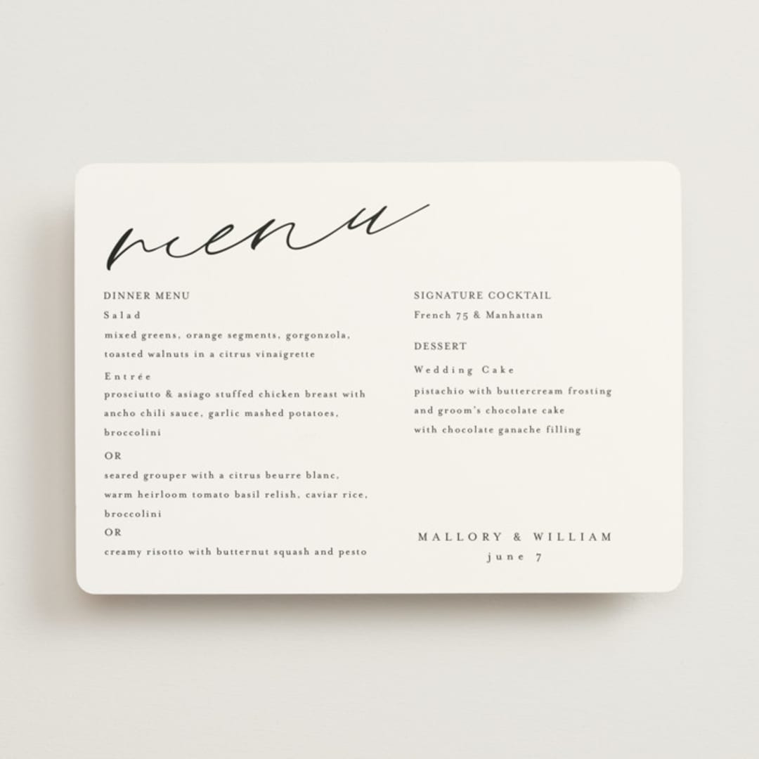 "Cielo" - Menus in Ecru by Anna Elder - Front