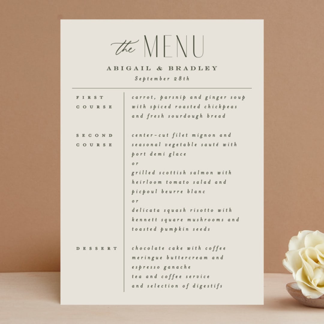 "Moderne" - Menus in Graphite by Everett Paper Goods - Front