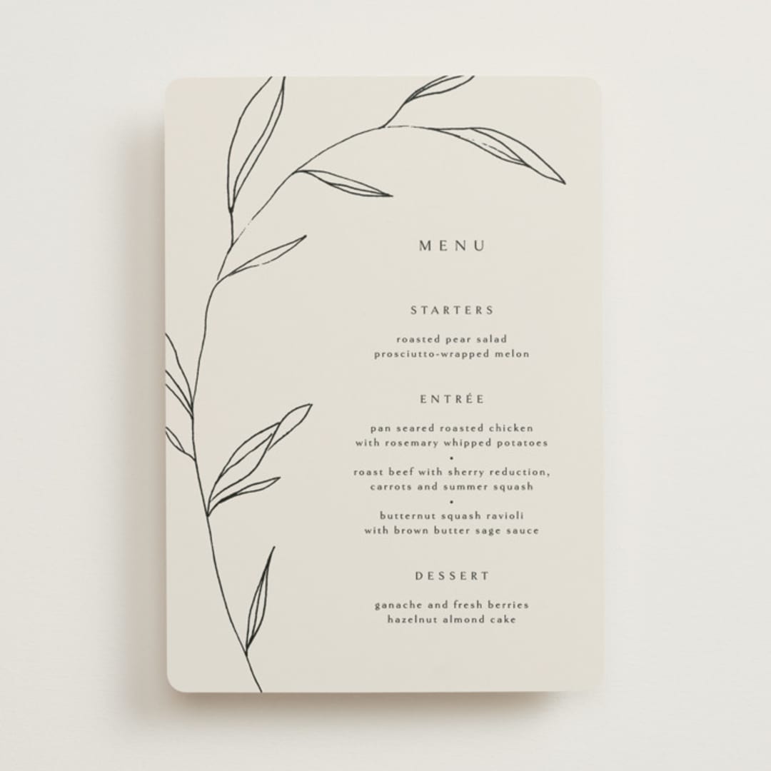"Waldorf" - Menus in Taupe by Kelly Schmidt - Front