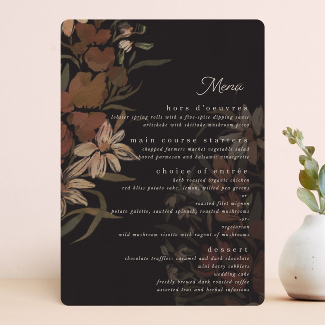 "Fall Garden Bouquet" - Menus in Rust by Grace Kreinbrink - Front