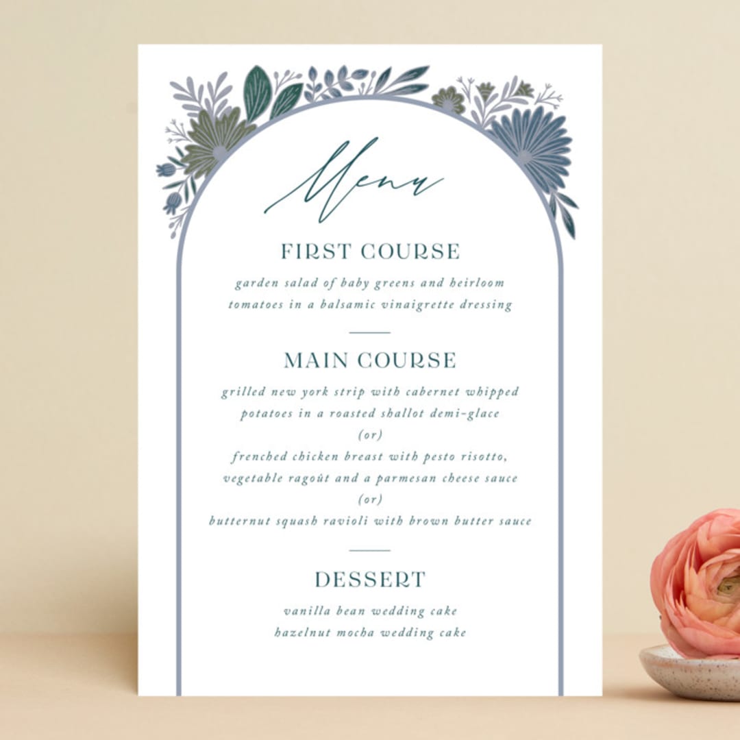 "Flourish" - Menus in Bluemoon by Jen Owens - Front