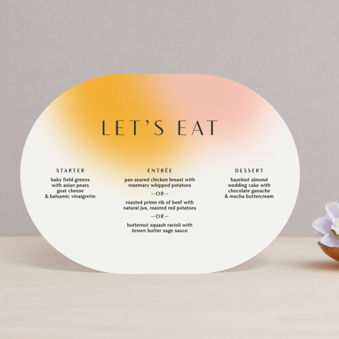 "Blend" - Menus in Honeysuckle by Sarah Lenger - Front