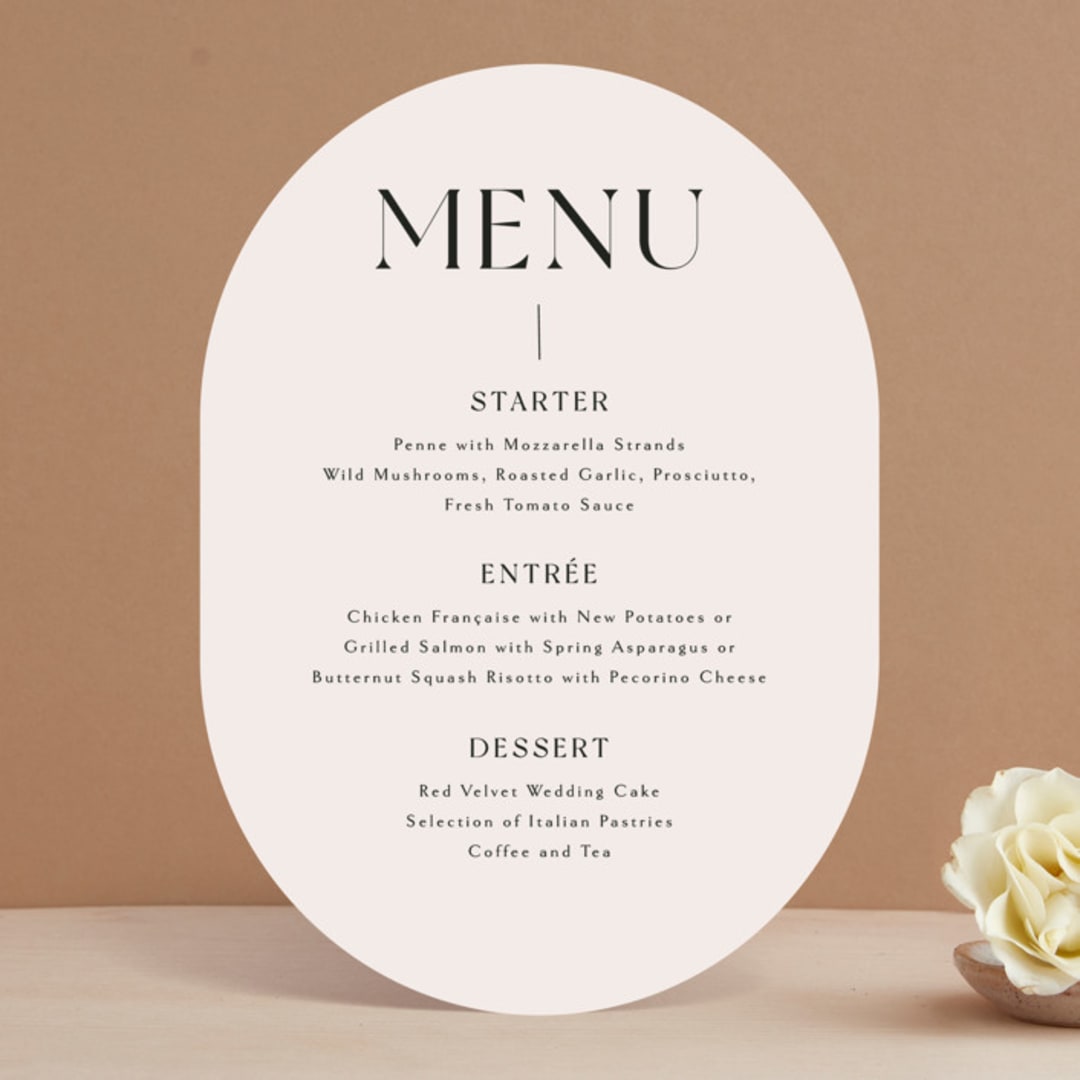 "Genevieve" - Menus in Cream by Sandra Picco Design - Front