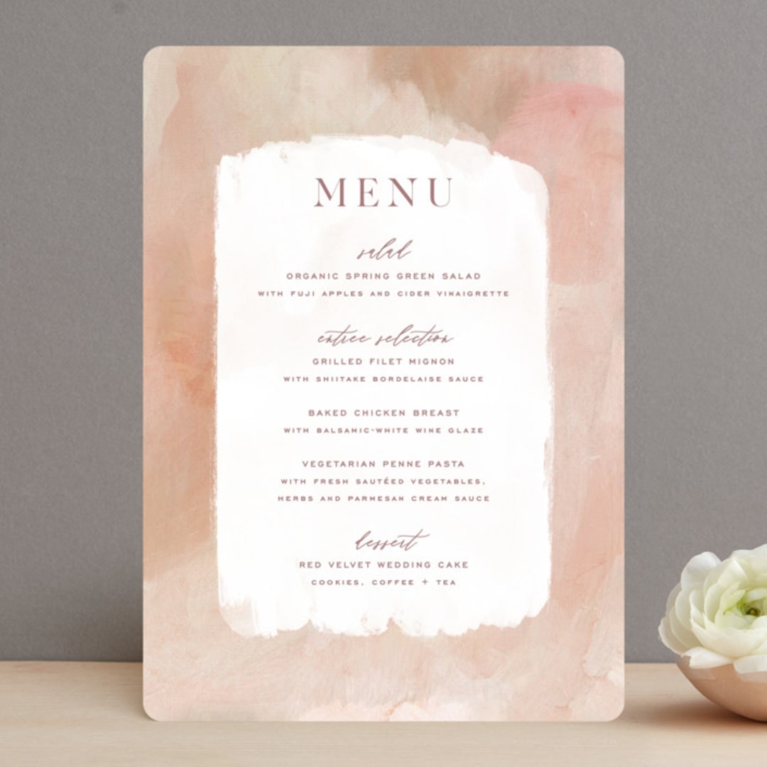 "Magic Hour" - Menus in Desert Rose by Hooray Creative - Front
