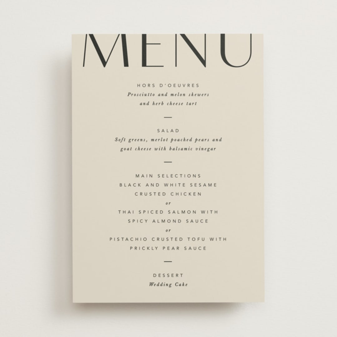 "Amara" - Menus in Sand by Robert and Stella - Front
