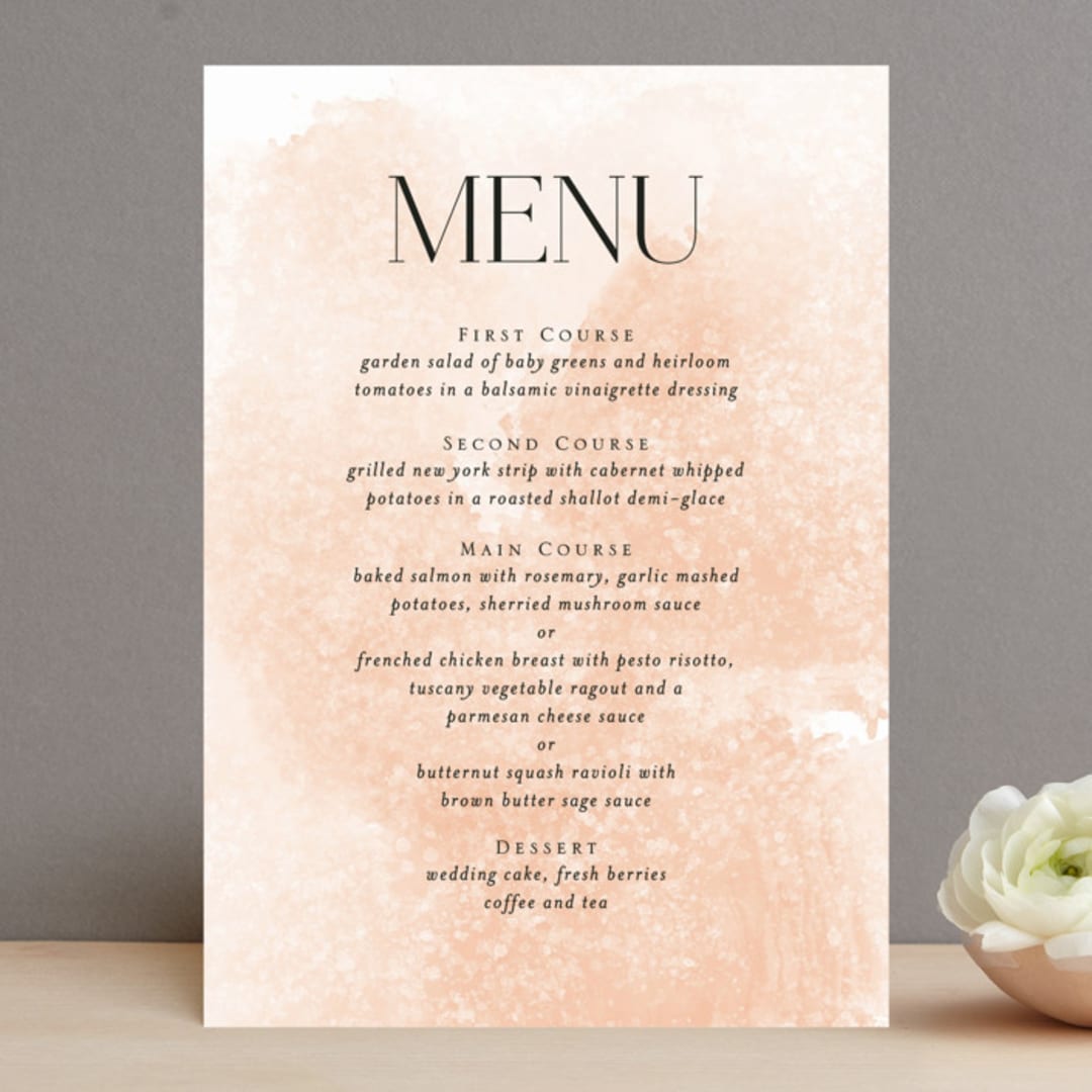 "Swept" - Menus in Blush by Snow and Ivy - Front