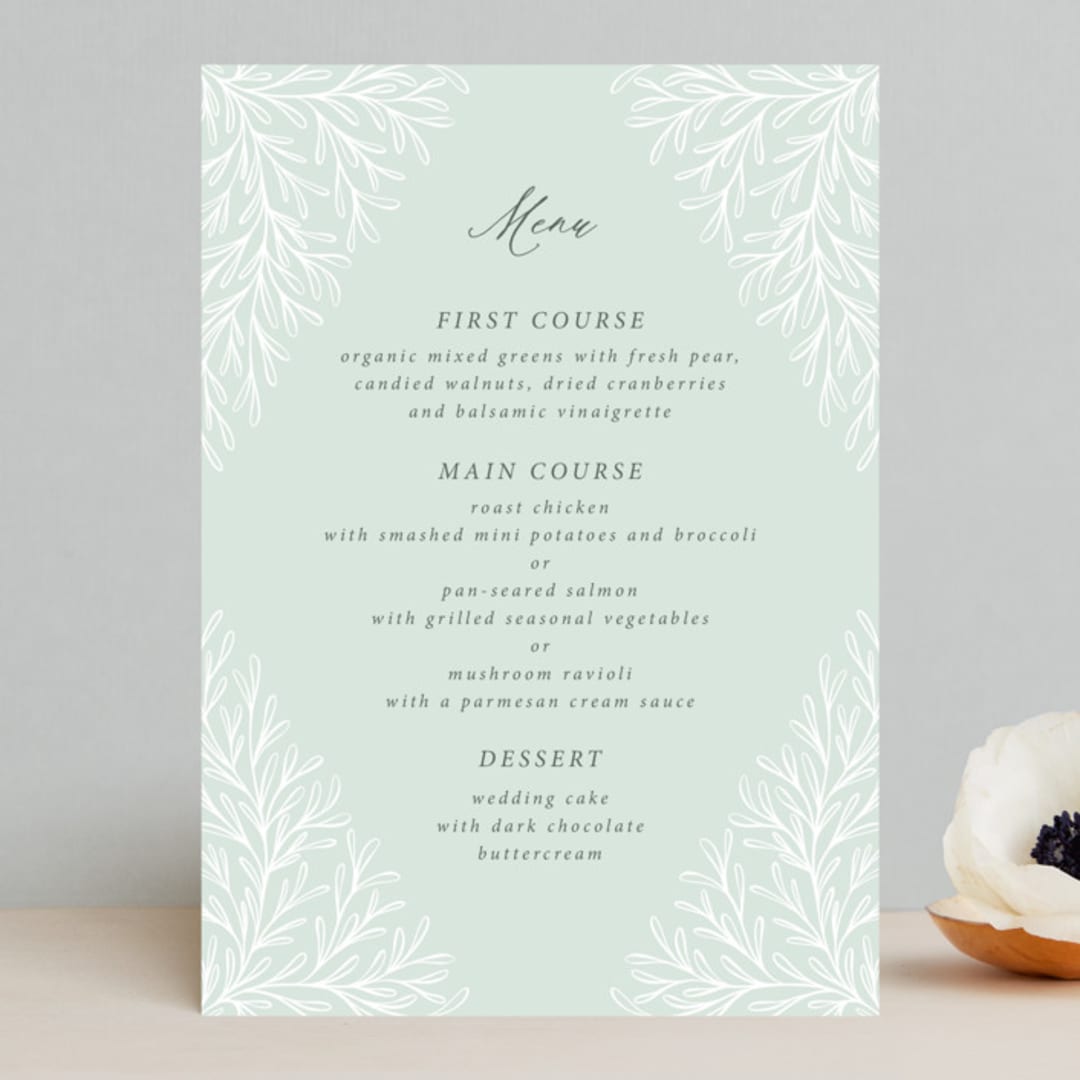 "Fairy Forest" - Menus in Sage by Kristen Knechtel - Front