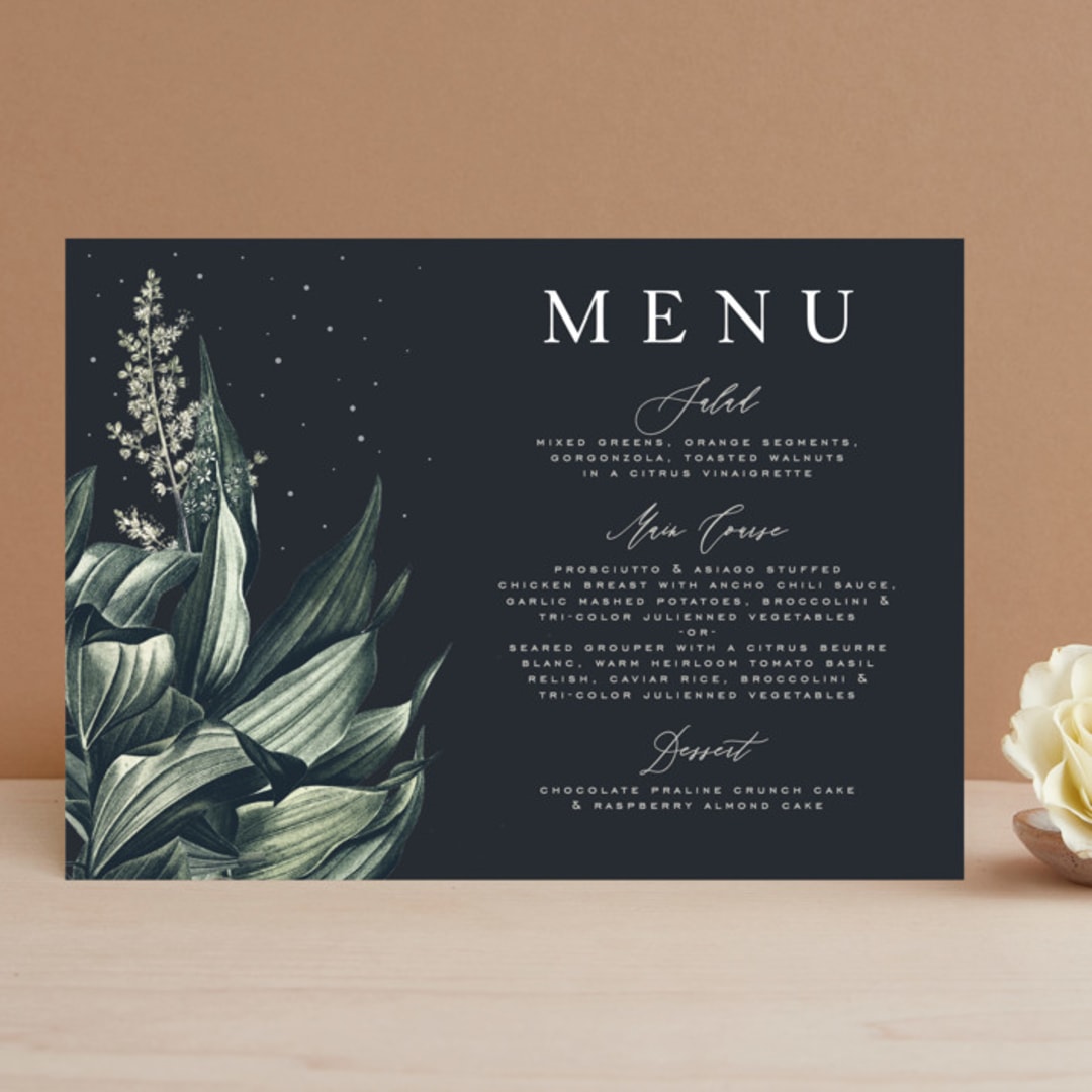 "Vintage Botanicals" - Menus in Sage by GeekInk Design - Front