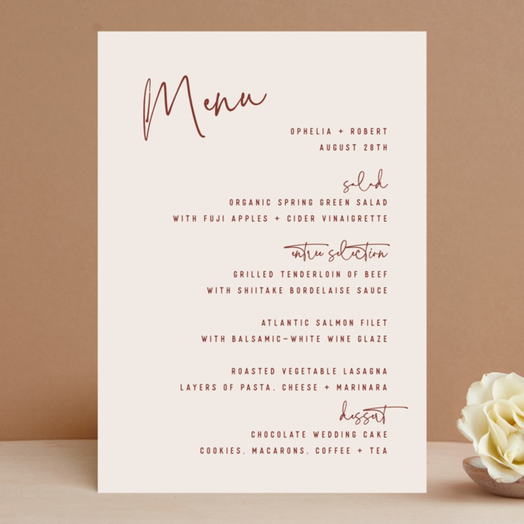 "Millennial" - Menus in Rose by Hooray Creative - Front