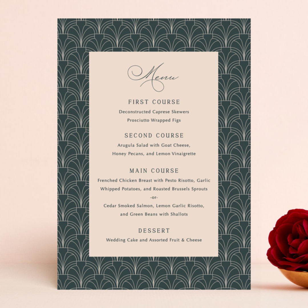 "Arched Pampas" - Menus in Basil by Kaydi Bishop - Front