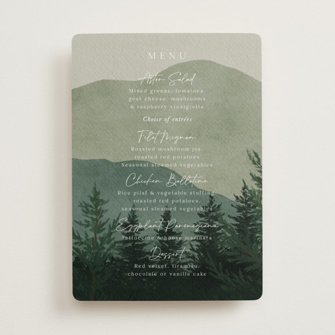 "The Forest" - Menus in Jade by Elly - Front