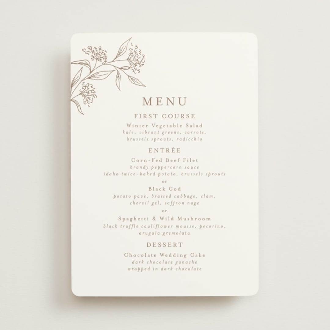 "Monogrammed" - Menus in Taupe by Chris Griffith - Front