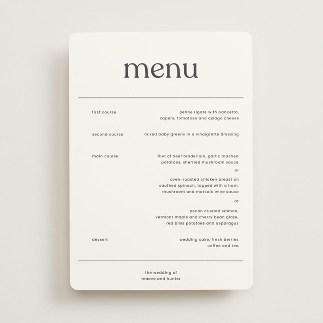 "Memo" - Menus in Charcoal by Blustery August - Front