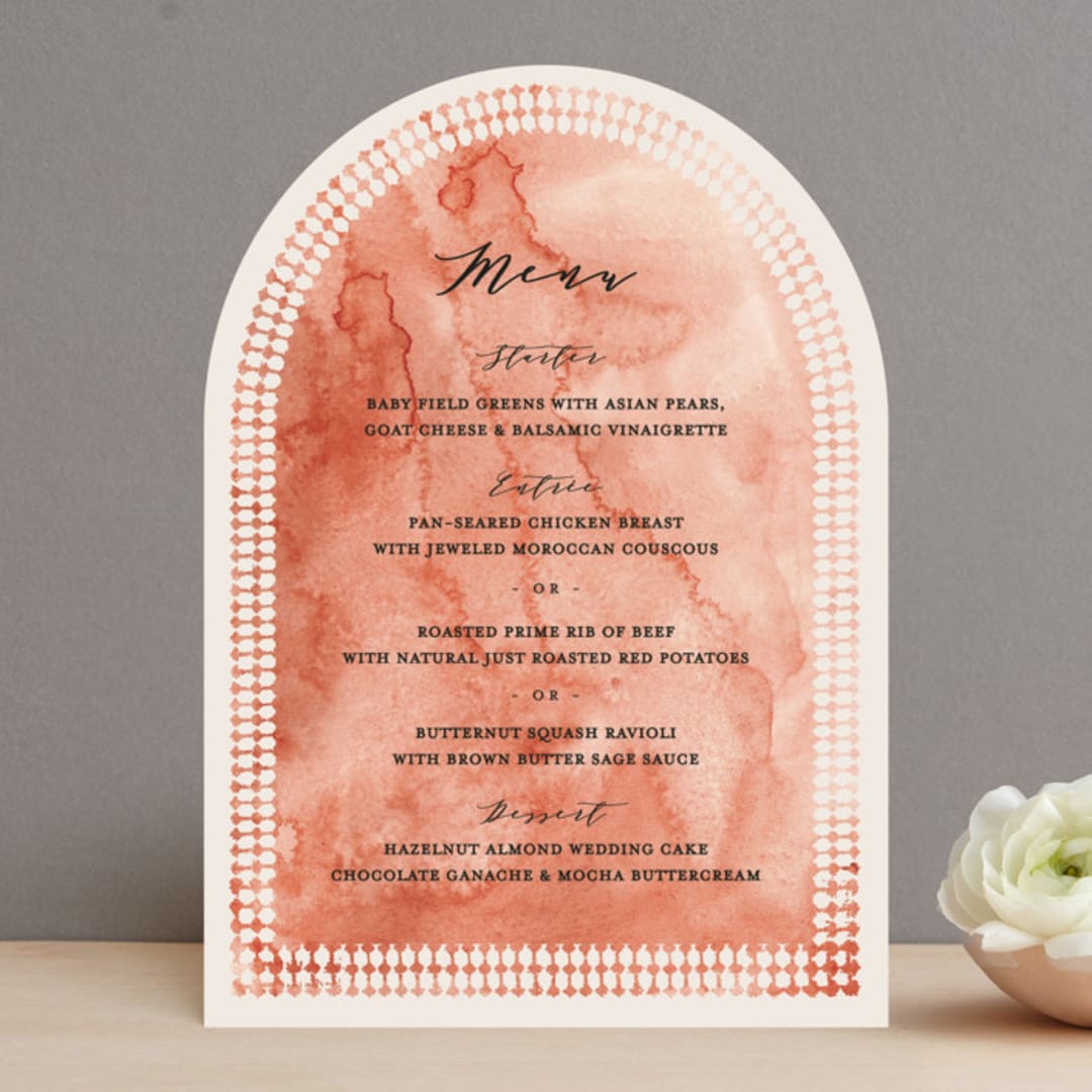 "Moroccan Jewel" - Menus in Sepia Sunset by Zhay Smith - Front