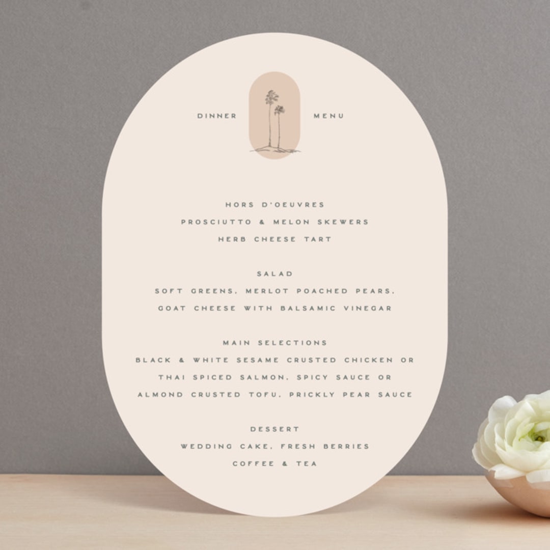 "Sunset Beach" - Menus in Sand by Owl and Toad - Front