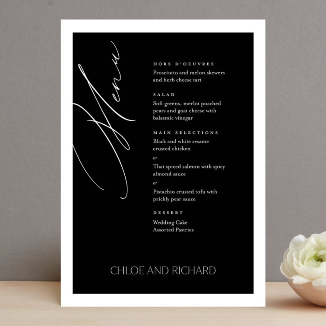 "Boutique" - Menus in Noir by Eric Clegg - Front