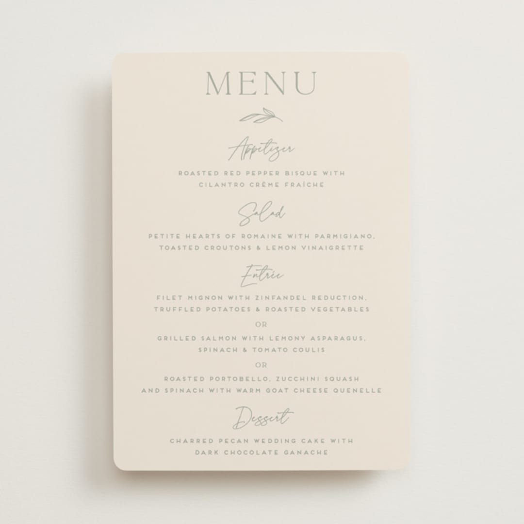 "Soft Arch" - Menus in Sage by Erica Krystek - Front