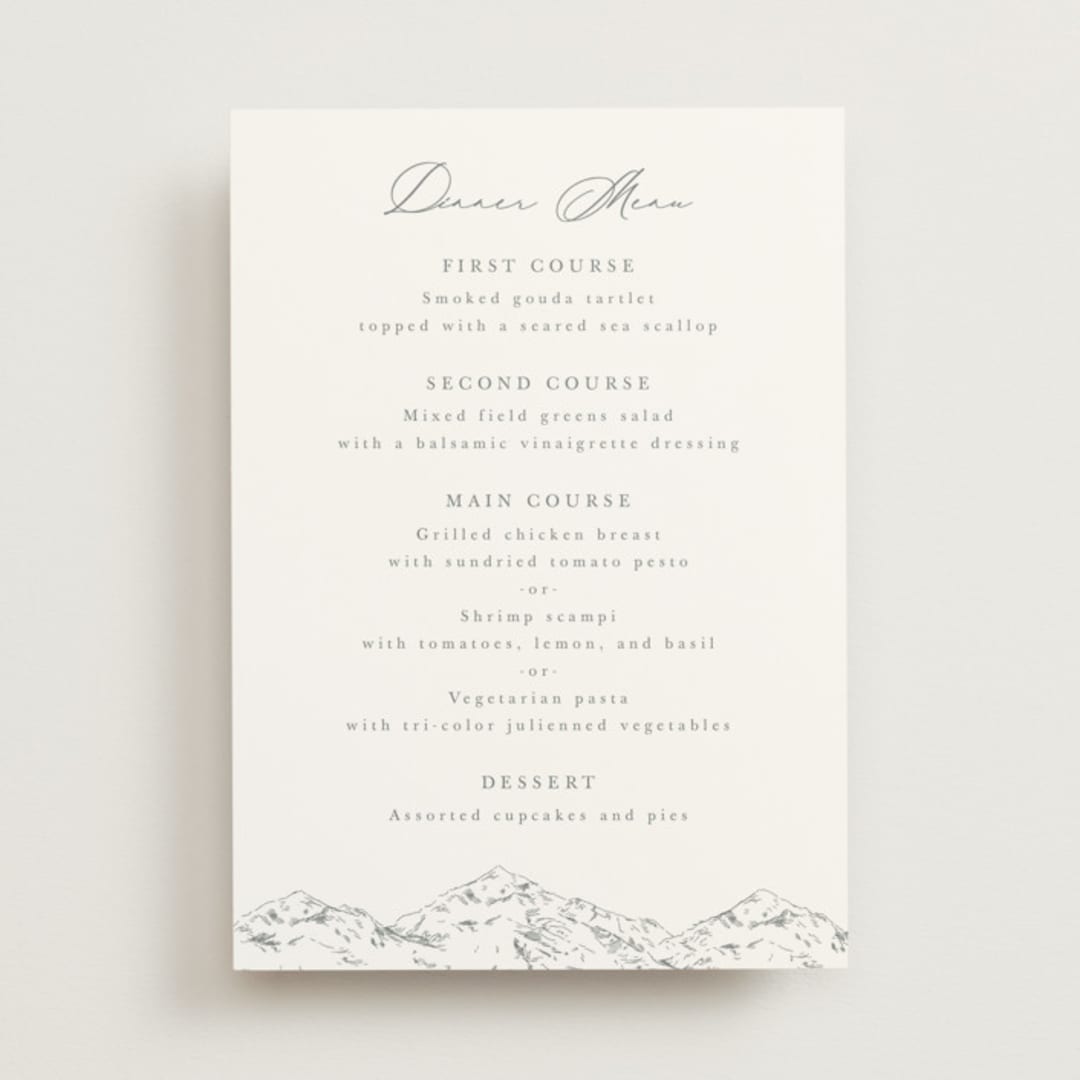 "Mountainview" - Menus in Pewter by Sarah Brown - Front