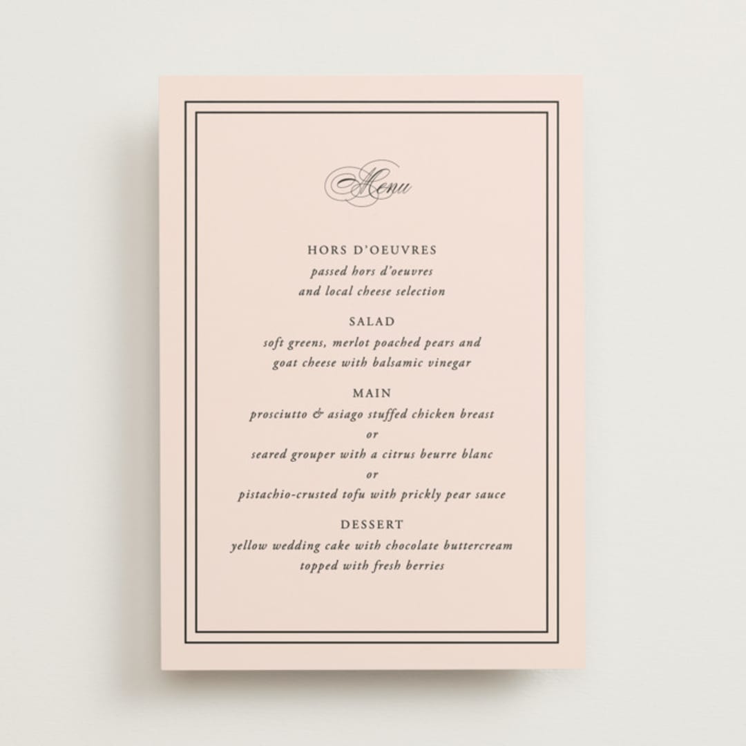 "Story Line" - Menus in Petal by Kimberly FitzSimons - Front